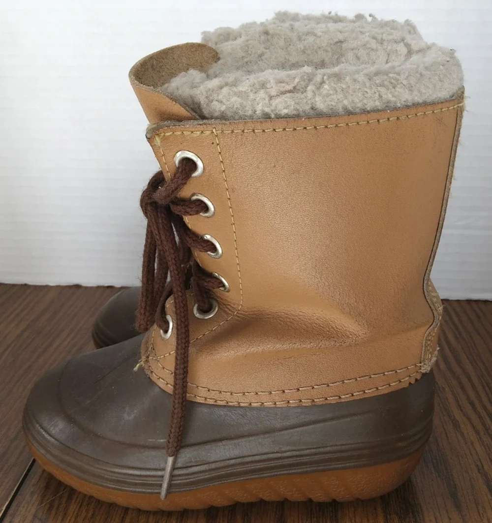 Dyna Kids Boys Size 7 Brown And Tan Snow Boots